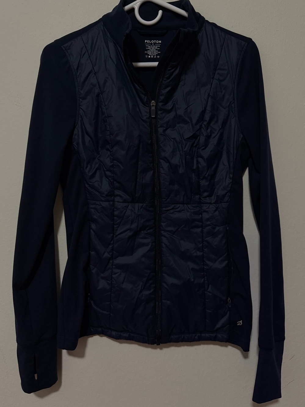 Peloton Navy Quilted Front Hybrid Jacket